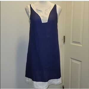 Puro Lino Nautical Preppy Italy Minimalist Mini Shift Dress Linen Sz Medium